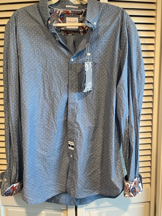 Denim & Flower Other - Denim & Flower Light Blue Polka Dot Button-Down Shirt